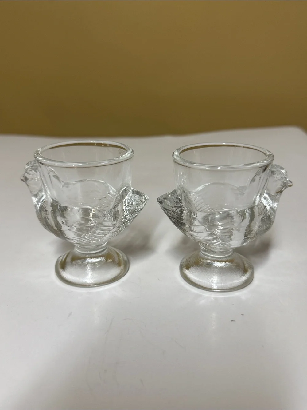 Egg Cup, Clear Glass, Chick Hen Chicken, 2¾